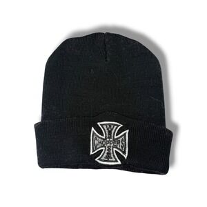 West Coast Choppers Beanie Black Knit Hat Iron Cross Logo Biker Streetwear